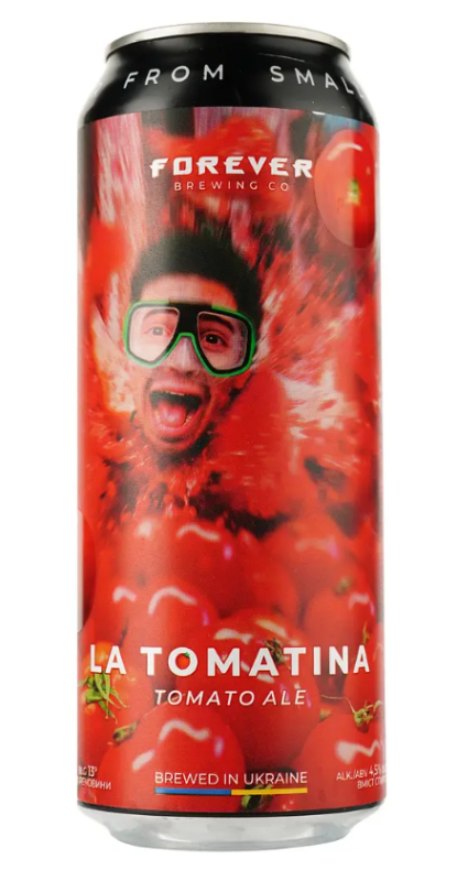 Пиво ТМ FOREVER "La Tomatina" світле нефільтр. 0,5 Пиво ТМ FOREVER "La Tomatina" світле нефільтр. 0,5 - фото