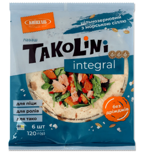 Лаваш Takolini Integral цільнозерновий з морською сіллю 0,12 кг - фото