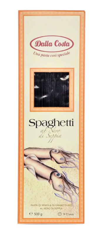 Макарони DALLA COSTA Spaghetti з чорнилом каракатиці 500г - фото