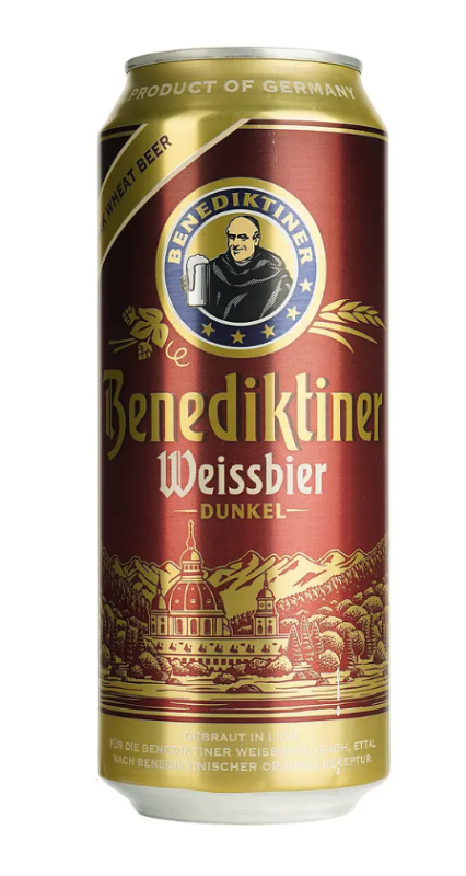 Пиво Benediktiner Weissbier Dunkel 5,4% ж/б, 0,5л, 24шт/ящ - фото