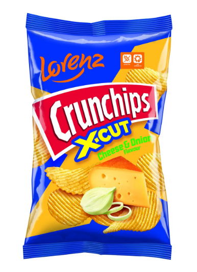 Чіпси картопляні Lorenz Crunchips X-Cut Сир та цибуля, 75 г - фото