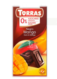 Шоколад Torras чорний з манго без цукру 75 г, 12 шт/ящ. - фото