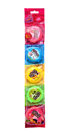 Жувальна гумка Bubble gum rolls 5смаків 90г (5*18г) Sweet FlashПольша - фото №249