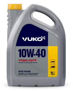 Олива моторна напівсинтетична гідрокрегінгова VUKO (YUKO) VEGA SYNT 10W-40 API SL/CF, 5 л ПЕ (48 104) - фото