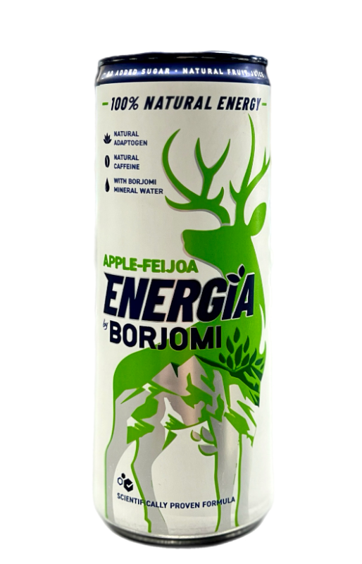 Боржомі напій ЕНЕРГІЯ б/а 0,24л газ ж/б смак Яблука та Фейхоа - фото