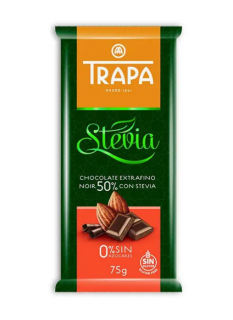 Шоколад 75г TRAPA STEVIA чорний 50%, 20 шт/ящ - фото