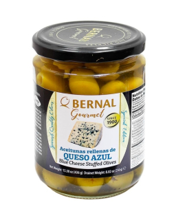 Оливки Bernal Gourmet фаршировані блакитним сиром 436 г,(суха вага 250 г) 12 шт/ящ, - фото