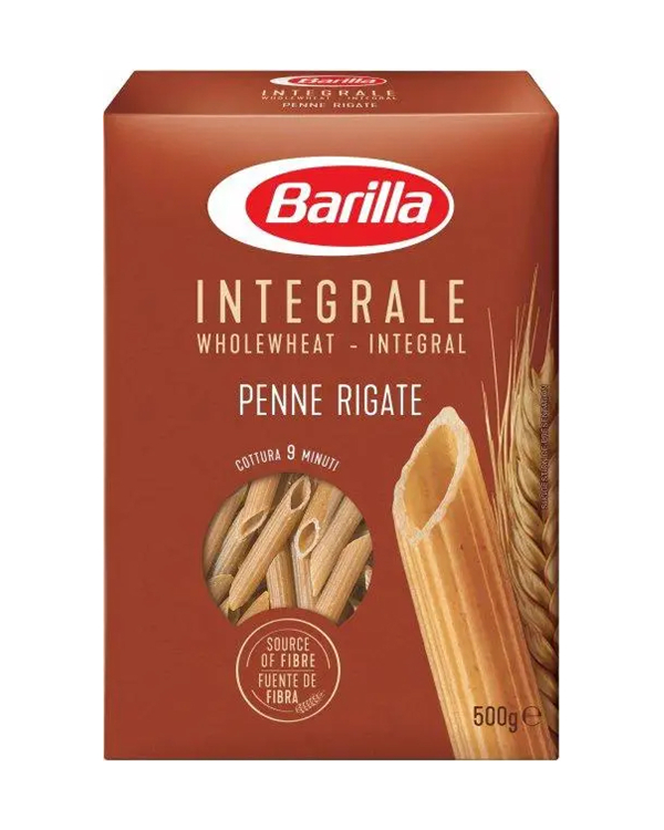 Макароны BARILLA Integrale PENNE RIGATE с отрубями 500гр - фото
