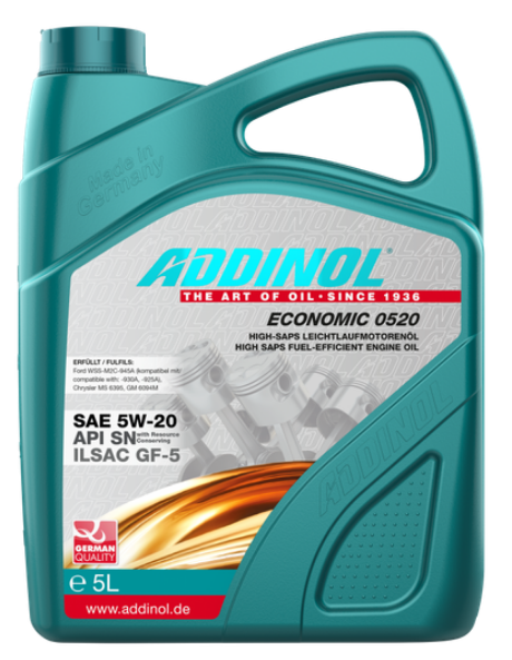 Моторна олива Addinol ECONOMIC 0520 SAE 5W-20 5 літрів - фото