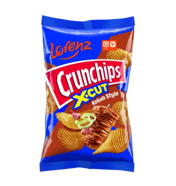 Чіпси рифлені Lorenz Crunchips X-Cut Kebab Style зі смаком кебаба 75 г - фото