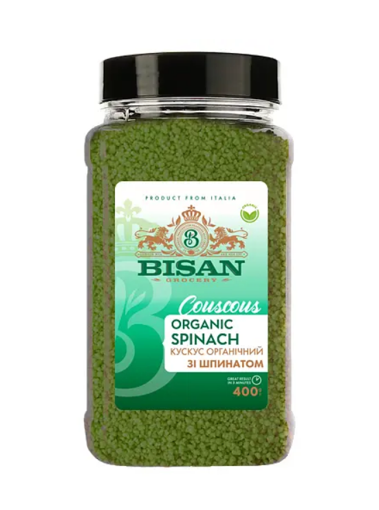 BISAN Кускус органічний зі шпинатом 400г пл/б - фото