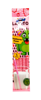 Соломинки з розчинними цукровими гранулами для молока Lakito  зі смаком полуниці 30 г - фото