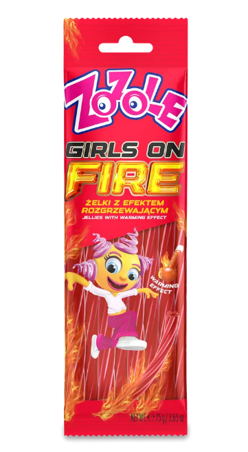 Цукерки желейні Zozole Girls&Boys on fire зі смаком малини та чилі 75 г - фото