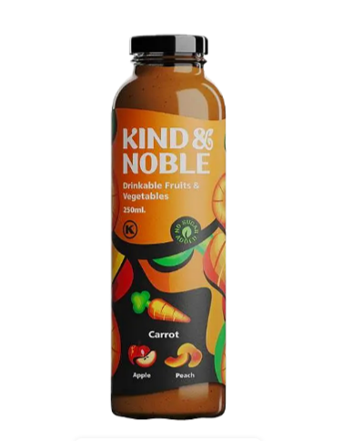 Смузі KIND&NOBLE Морква, яблуко, персик 0,25 л\скло - фото