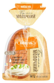 Батони Молочні 0,2 кг, половина,нарізана в уп. - фото