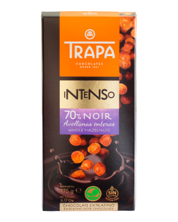 Шоколад 175г TRAPA INTENSO чорний 70% з цільним фундуком, 17шт/ящ - фото