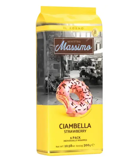 Донат Maestro Massimo з полуничним кремом (6*50г) 300г, 12шт/ящ Донат Maestro Massimo з полуничним кремом (6*50г) 300г, 12шт/ящ - фото