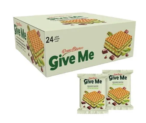 Вафли квадратные Rosso Bianco GIVE ME с фисташковым кремом 30 г - фото