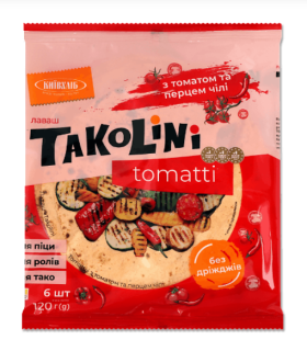 Лаваш Takolini Tomatti з томатом та перцем чілі 0,12 кг - фото