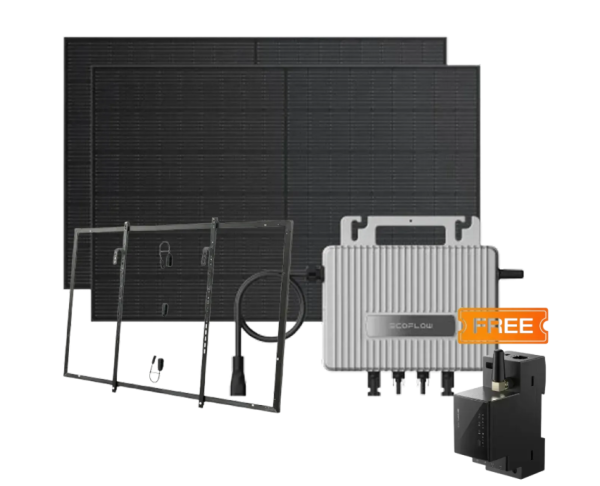 Комплект EcoFlow STREAM Microinverter/2*400W Rigid Solar Panel Combo/Розумний лічильник Smart Meter/Система кріплень для сонячних панелей Balcony Hook Kit - фото