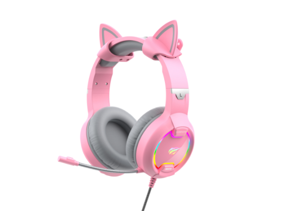 Ігрові навушники з мікрофоном HAVIT HV-H2233d Cat Pink  - фото