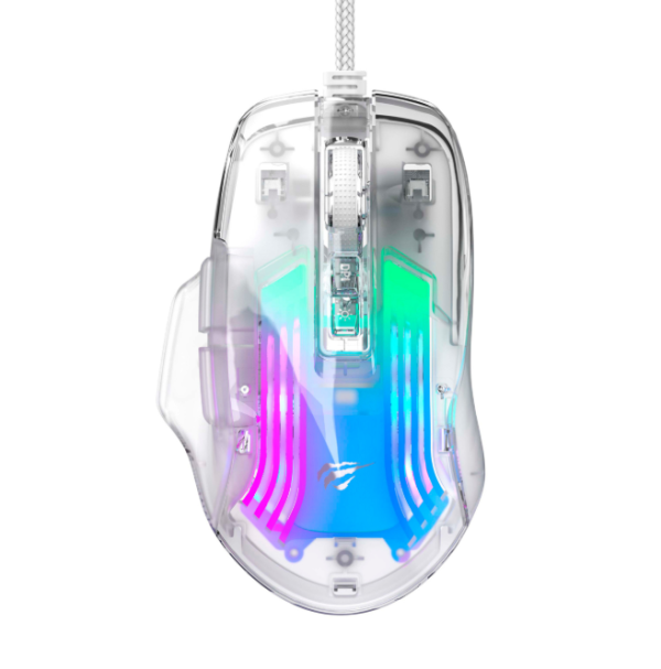 Ігрова миша дротова HAVIT HV-MS1011SE USB Transparent White  - фото