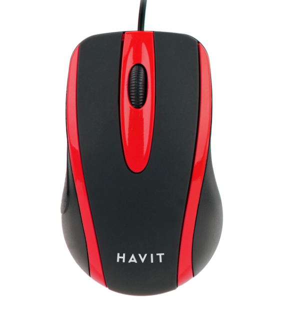Дротова миша HAVIT HV-MS753 USB Black/Red (1000 DPI, 3 кл)  - фото