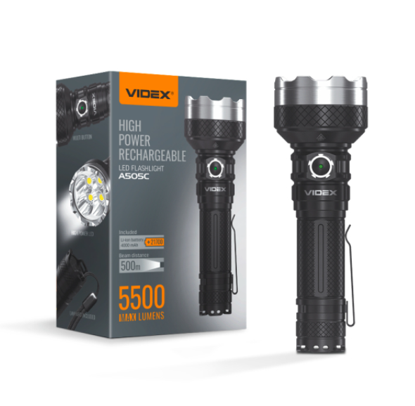 Портативний світлодіодний ліхтарик VIDEX VLF-A505C 5500Lm 5000K - фото
