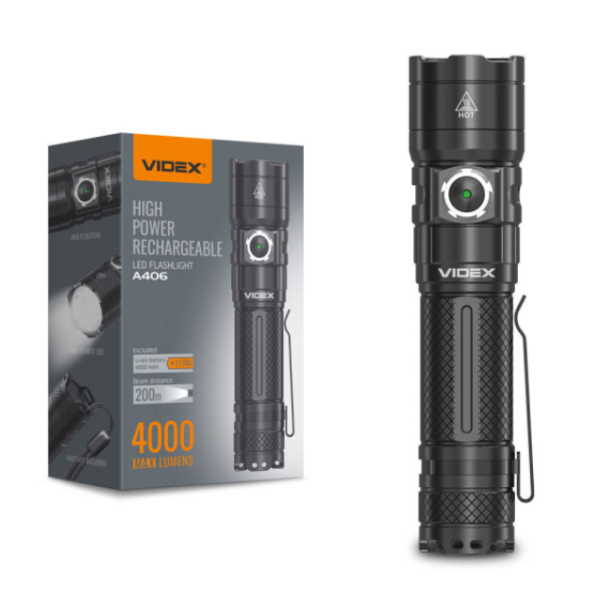 Портативний світлодіодний ліхтарик VIDEX VLF-A406 4000Lm 6500K - фото