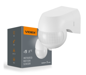 Датчик руху та освітленості VIDEX VL-SPW11W 220V 800W IP44 інфрачервоний білий - фото