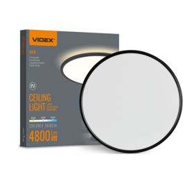 LED світильник з підсвіткою круглий VIDEX 44W 3000K-4000K-5000K 220V (VL-DL5R-44CB) Чорний - фото