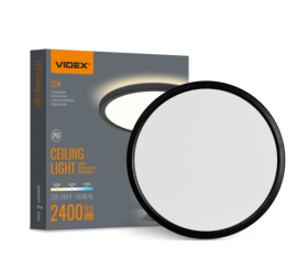 LED світильник з підсвіткою круглий VIDEX 22W 3000K-4000K-5000K 220V (VL-DL5R-22CB) Чорний - фото