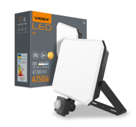 LED прожектор VIDEX F3 50W 5000K з датчиком руху 220V Black (VLE-F3-0505B-S) - фото