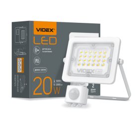 LED прожектор VIDEX F2e 20W 5000K з датчиком руху та освітленості (VL-F2e205W-S) - фото